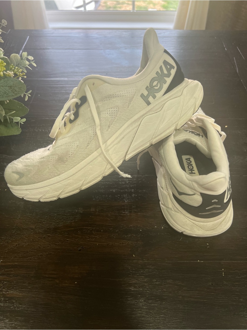 Hoka White and Gray Men's Running Shoes